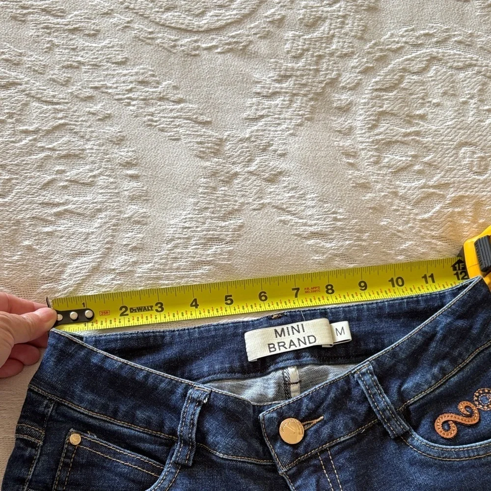 Mini Brand Womens Blue Skinny Ankle Jeans Leather Crystal Accents Gently Loved M - Picture 7 of 12